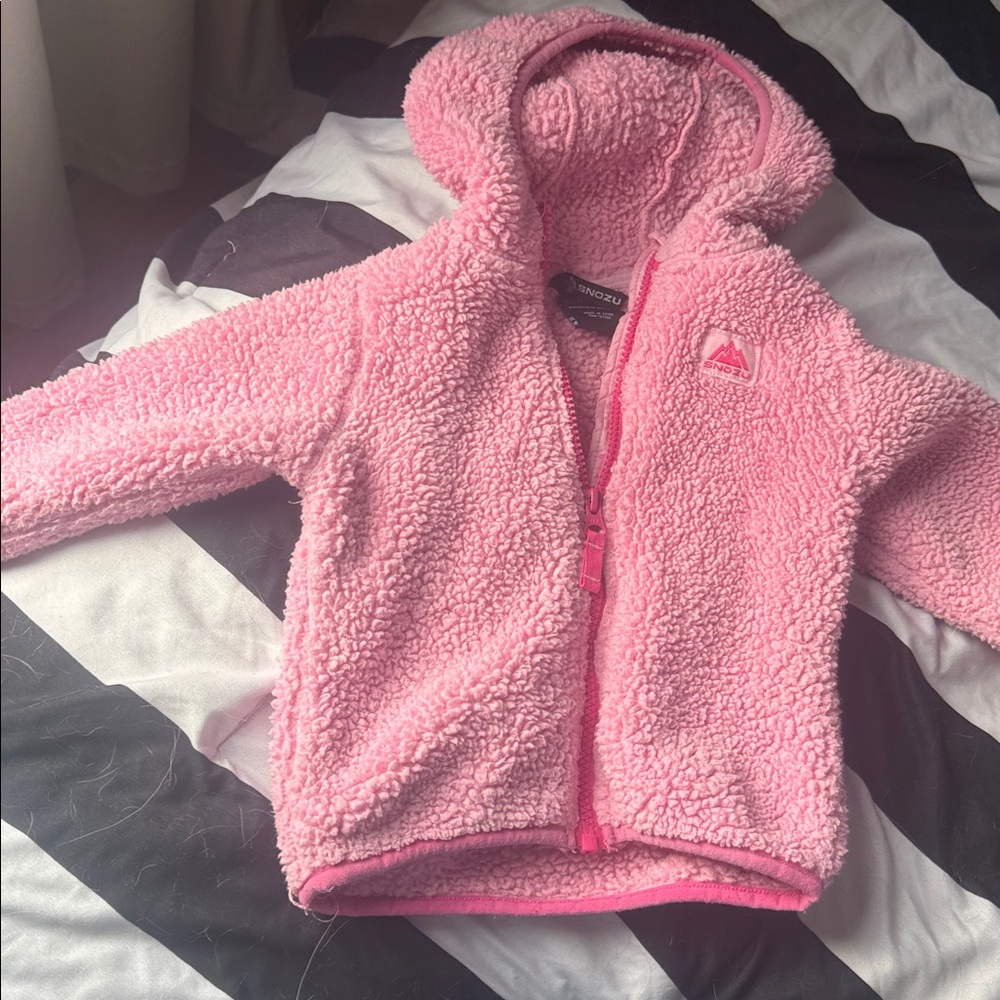 Little Girl Pink Fleece Hooded Snozu Jacket 18m